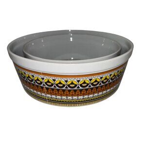 Vintage Royal Sealy Ceramic Bowls With Geometric Pattern - Set Of Two - White &
